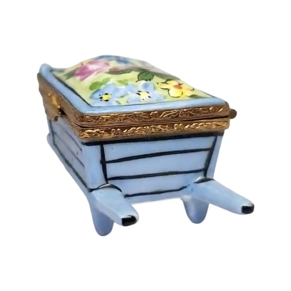 Wheel Barrow: Garden w Flower Porcelain Limoges garden flowers French Trinket Box
