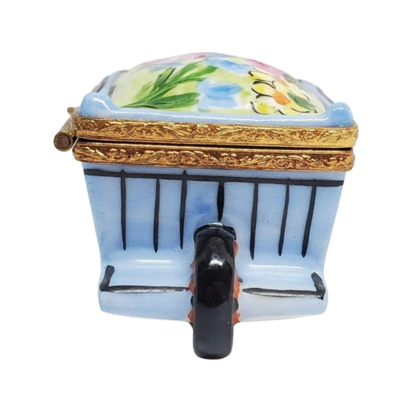 Wheel Barrow: Garden w Flower Porcelain Limoges garden flowers French Trinket Box