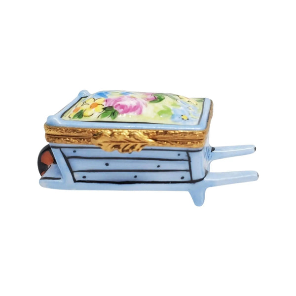 Wheel Barrow: Garden w Flower Porcelain Limoges garden flowers French Trinket Box