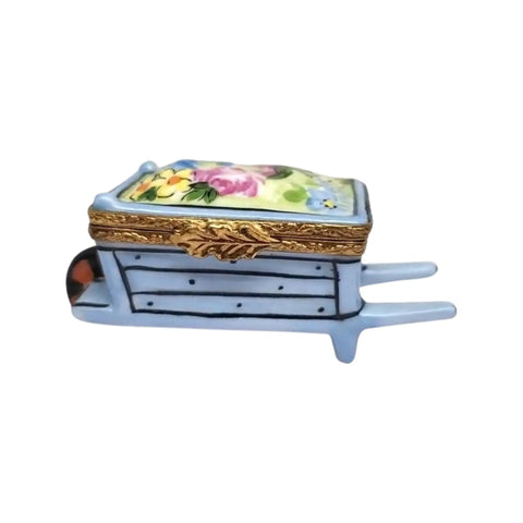 Wheel Barrow: Garden w Flower Porcelain Limoges garden flowers French Trinket Box