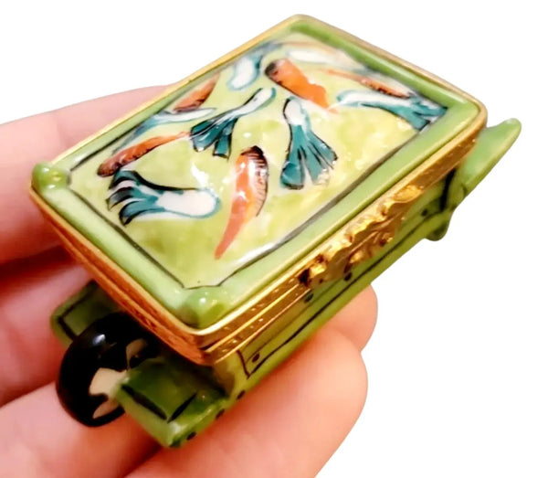 Wheel Barrow: Vegetable Porcelain Limoges garden flowers French Trinket Box