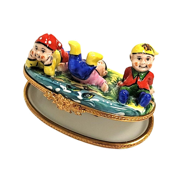 Whimsical Three Dwarfs Limoges Box Porcelain Limoges LIMOGES BOXES baby kids book French Trinket Box