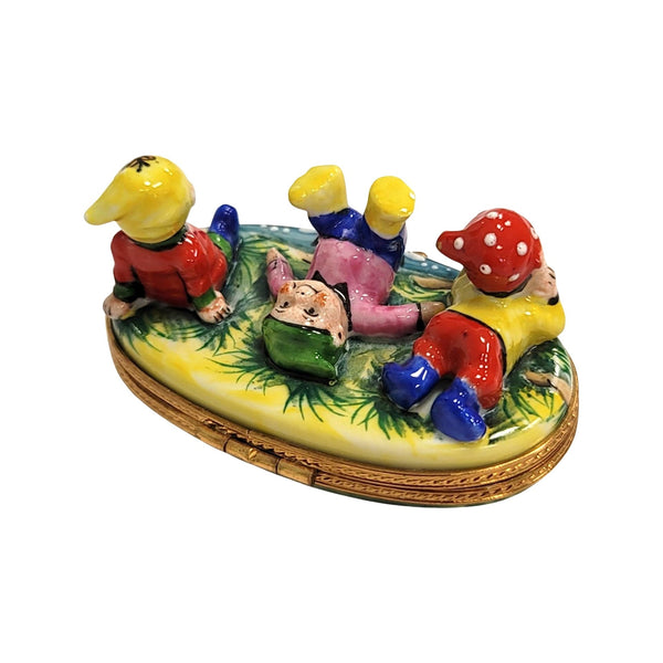 Whimsical Three Dwarfs Limoges Box Porcelain Limoges LIMOGES BOXES baby kids book French Trinket Box