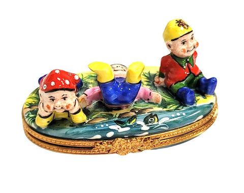 Whimsical Three Dwarfs Limoges Box Porcelain Limoges LIMOGES BOXES baby kids book French Trinket Box