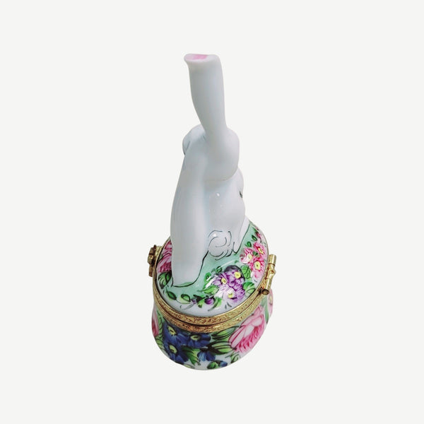 Whimsical White Rabbit Treasure Box Porcelain Limoges easter rabbit French Trinket Box