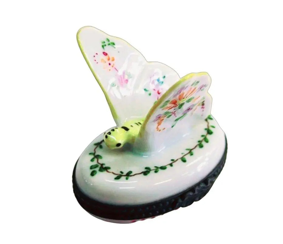 White Butterfly Porcelain Limoges butterfly French Trinket Box