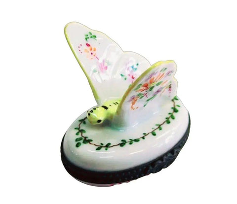 White Butterfly Porcelain Limoges butterfly French Trinket Box