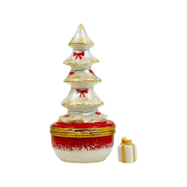 White Christmas Tree Porcelain Limoges christmas tree French Trinket Box
