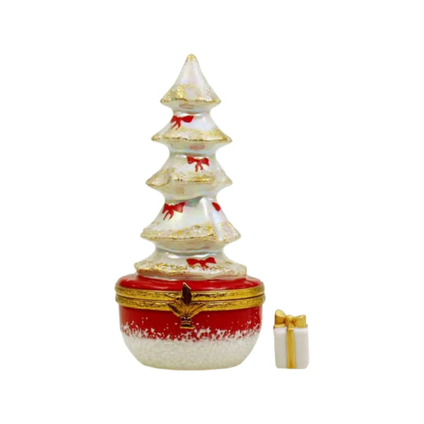 White Christmas Tree Porcelain Limoges christmas tree French Trinket Box