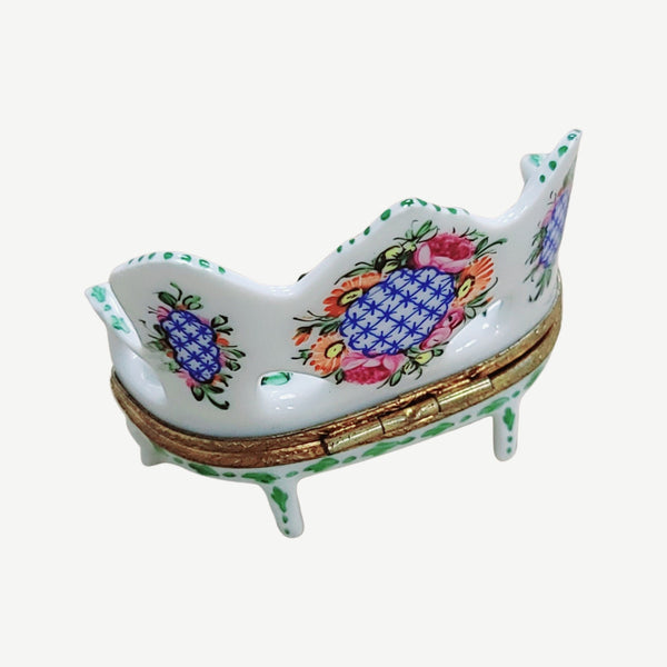 Elegant French Love Seat Box Porcelain Limoges furniture French Trinket Box
