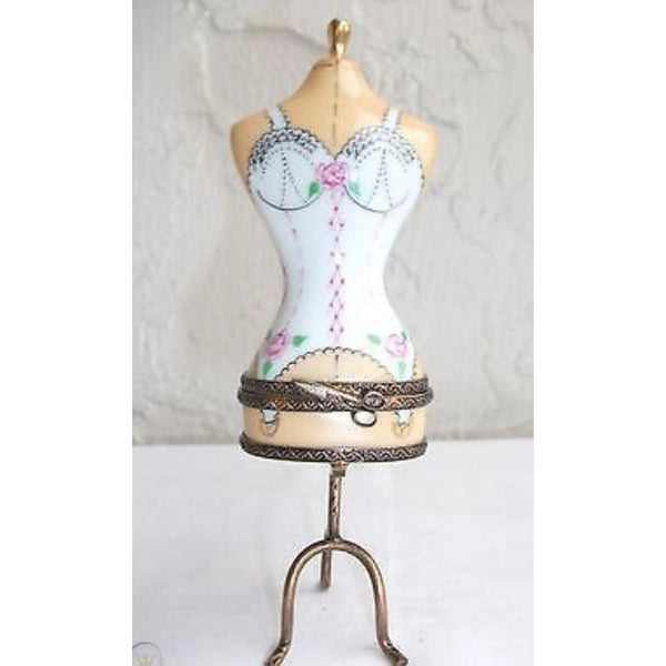 White Lingerie Mannequin Figurine Porcelain Limoges Fashion jewelry women shoes limoges box French Trinket Box