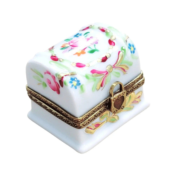 White Rose Adorned Trinket Box Porcelain Limoges furniture French Trinket Box