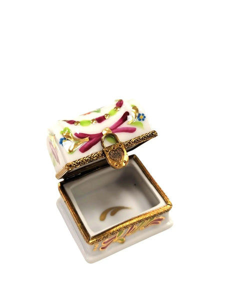 White Rose Adorned Trinket Box Porcelain Limoges furniture French Trinket Box