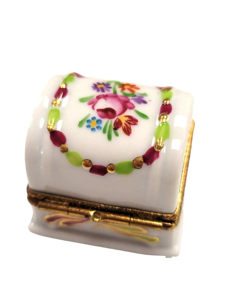 White Rose Adorned Trinket Box Porcelain Limoges furniture French Trinket Box