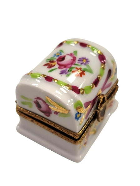 White Rose Adorned Trinket Box Porcelain Limoges furniture French Trinket Box
