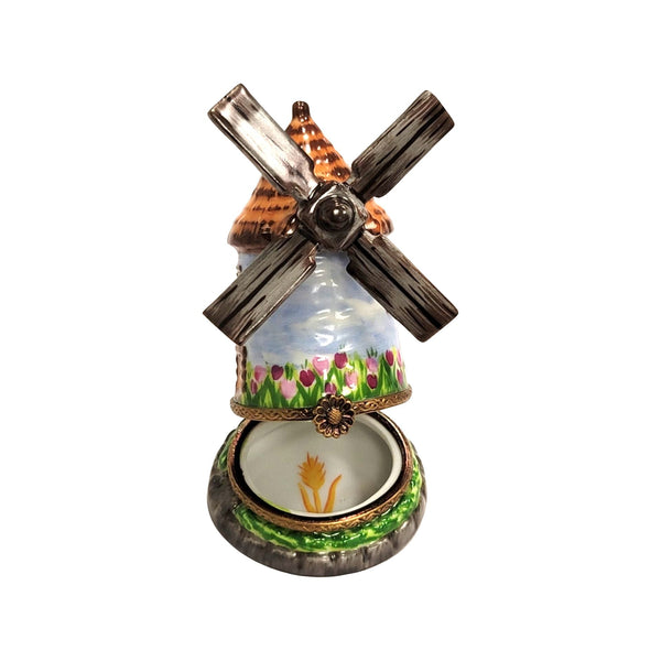 Windmill With Tulip Elegance Porcelain Limoges garden travel LIMOGES BOXES French Trinket Box