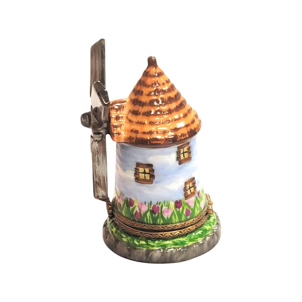 Windmill With Tulip Elegance Porcelain Limoges garden travel LIMOGES BOXES French Trinket Box