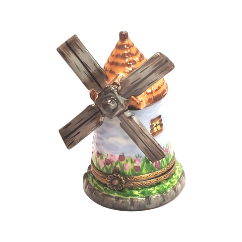 Windmill With Tulip Elegance Porcelain Limoges garden travel LIMOGES BOXES French Trinket Box