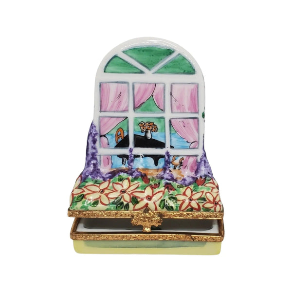 Window w Piano Porcelain Limoges Garden Flowers French Trinket Box