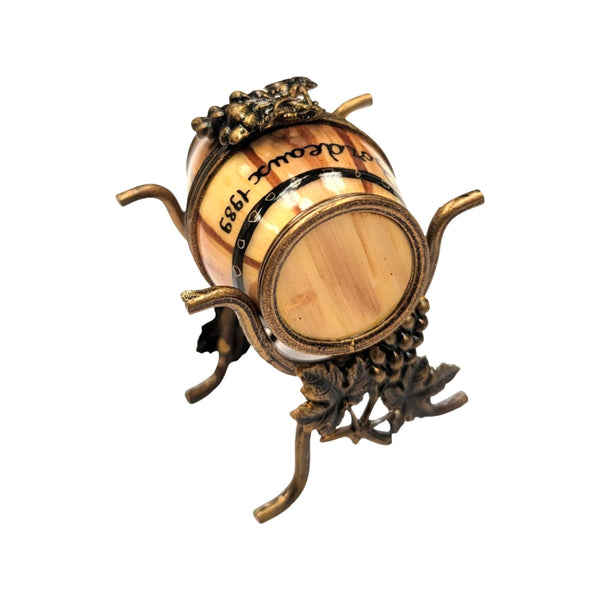 Wine Barrel Limoges Box Figurine Porcelain Limoges spirits champagne wine French Trinket Box