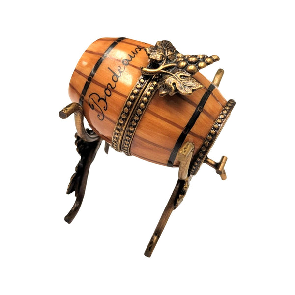 Wine Barrel Limoges Box Figurine Porcelain Limoges spirits champagne wine French Trinket Box