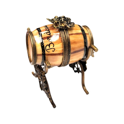 Wine Barrel Limoges Box Figurine Porcelain Limoges spirits champagne wine French Trinket Box