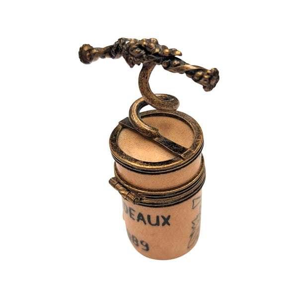 Wine Cork Screw Limoges Box Porcelain Limoges spirits champagne wine French Trinket Box