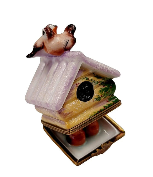 Winter Birdhouse with Eggs Porcelain Limoges bird garden French Trinket Box