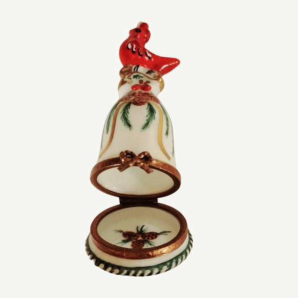 Winter Cardinal Bell Ornament Porcelain Limoges xmas theme bird winter French Trinket Box