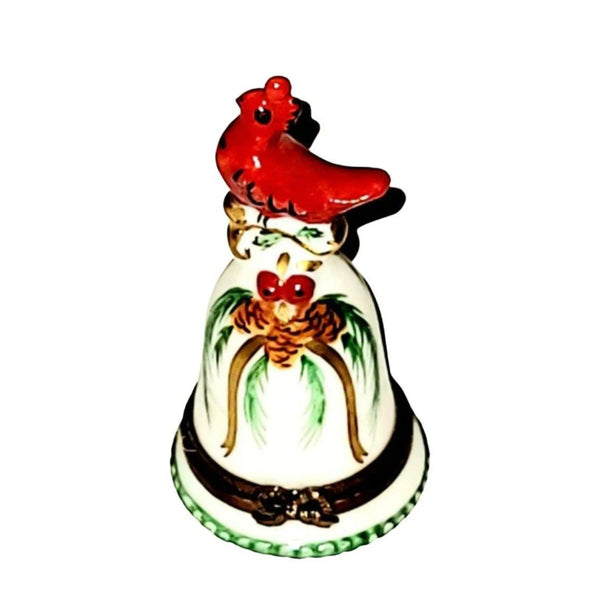 Winter Cardinal Bell Ornament Porcelain Limoges xmas theme bird winter French Trinket Box