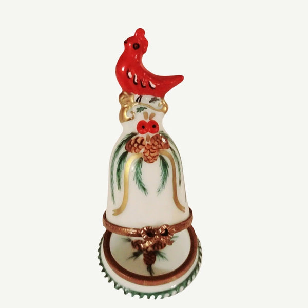 Winter Cardinal Bell Ornament Porcelain Limoges xmas theme bird winter French Trinket Box