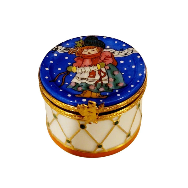 Winter Snow Drum Caroler Box Porcelain Limoges xmas theme christmas limoges box winter French Trinket Box