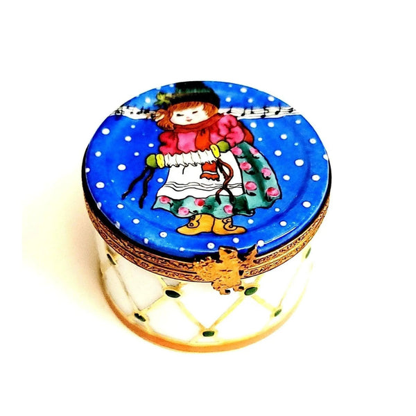 Winter Snow Drum Caroler Box Porcelain Limoges xmas theme christmas limoges box winter French Trinket Box