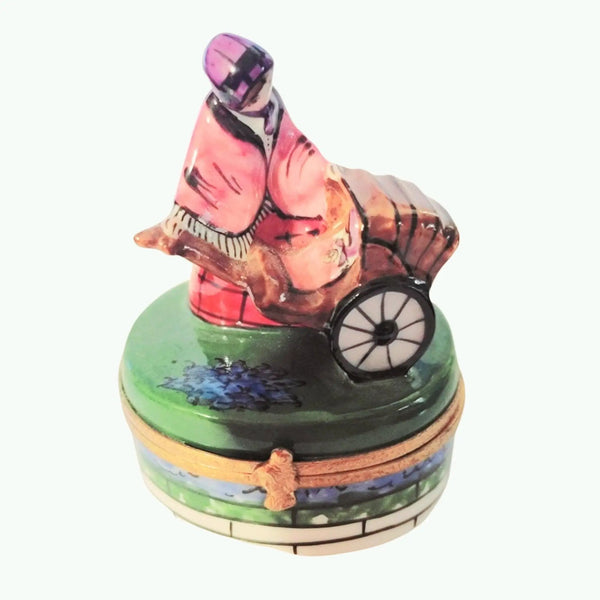 Woman with Baby Carriage Limoges Box Porcelain Limoges baby figurine women French Trinket Box