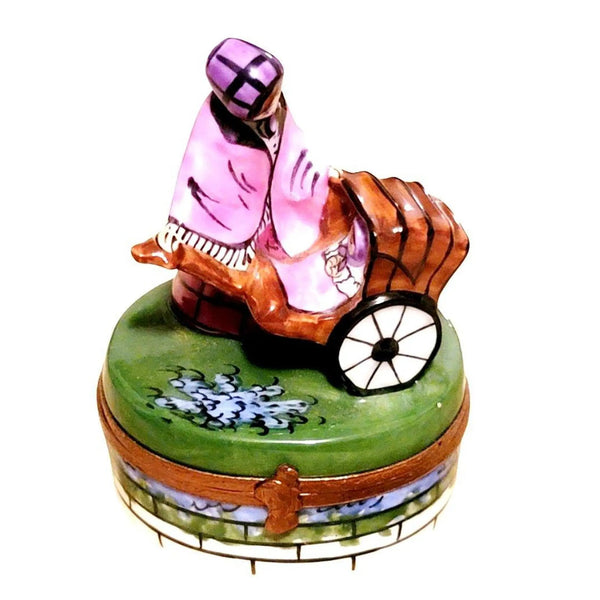 Woman with Baby Carriage Limoges Box Porcelain Limoges baby figurine women French Trinket Box