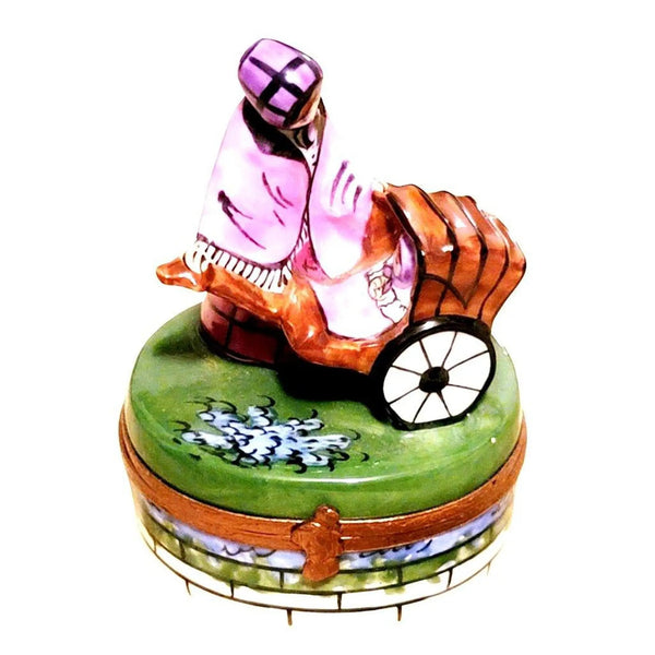 Woman with Baby Carriage Limoges Box Porcelain Limoges baby figurine women French Trinket Box