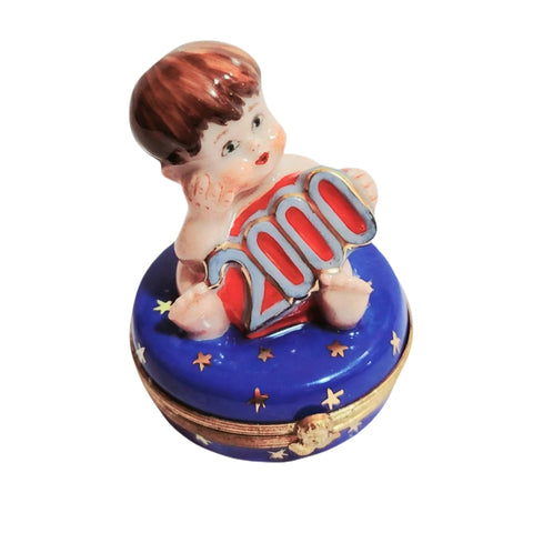 Year 2000 Baby Boy Keepsake Porcelain Limoges baby maternity limoges boxes French Trinket Box