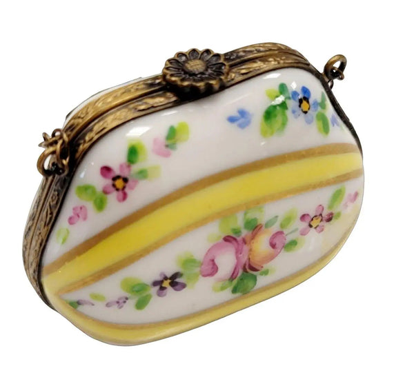 Yellow Floral Limoges Purse Porcelain Limoges purse trinket box limoges French Trinket Box