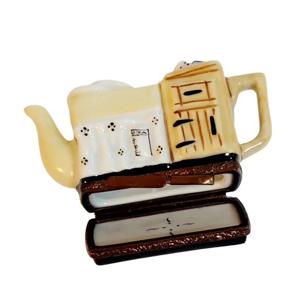 Yellow Kitchen Sink Teapot Box Porcelain Limoges China Home French Trinket Box