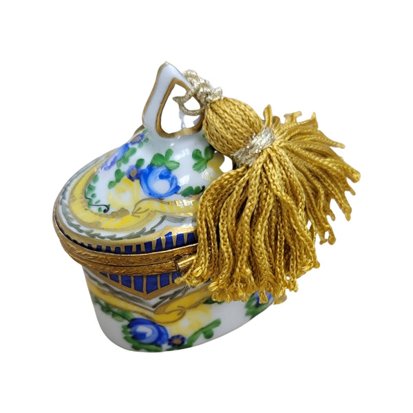Yellow Blue Porcelain Treasure Porcelain Limoges LIMOGES BOXES traditional French Trinket Box