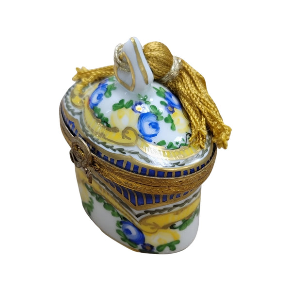 Yellow Blue Porcelain Treasure Porcelain Limoges LIMOGES BOXES traditional French Trinket Box