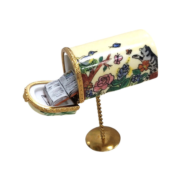 Yellow Mailbox With Book Limoges Box Porcelain Limoges Garden home French Trinket Box