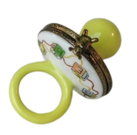Yellow Pacifier Baby Porcelain Limoges BABY maternity LIMOGES BOXES French Trinket Box