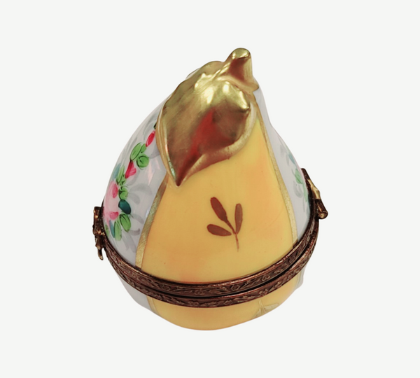 Yellow Pear Floral Limoges Box Porcelain Limoges fruit Vegetable French Trinket Box