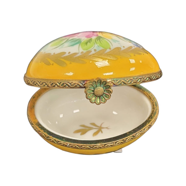 Yellow Porcelain Egg Box Porcelain Limoges egg LIMOGES BOXES French Trinket Box