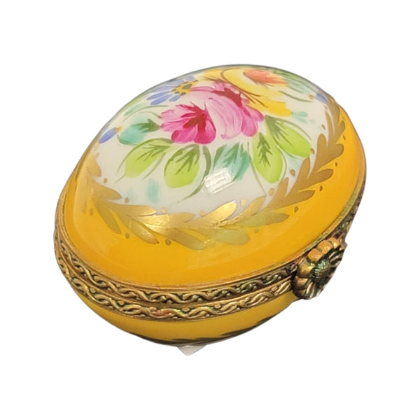 Yellow Porcelain Egg Box Porcelain Limoges egg LIMOGES BOXES French Trinket Box