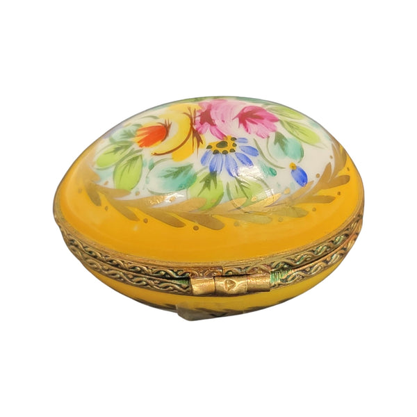 Yellow Porcelain Egg Box Porcelain Limoges egg LIMOGES BOXES French Trinket Box