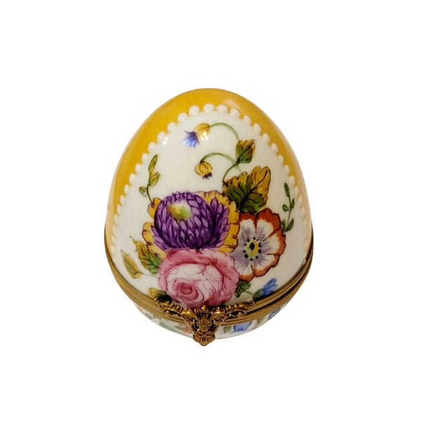Yellow Rose Enchantment Egg Porcelain Limoges Egg Limoges Boxes traditional French Trinket Box