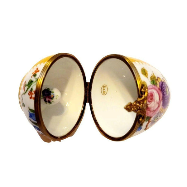Yellow Rose Enchantment Egg Porcelain Limoges Egg Limoges Boxes traditional French Trinket Box