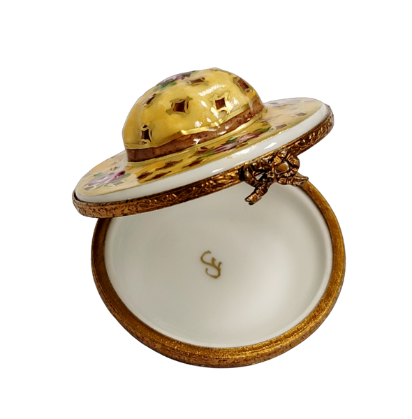 Yellow Roses Hat Limoges Box Porcelain Limoges shoe figurine LIMOGES BOXES French Trinket Box